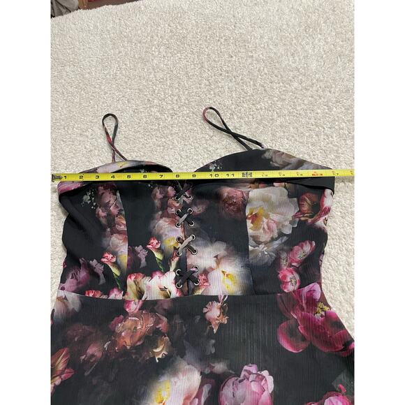 Willow & Clay Womens Small Floral Bustier Corset Style Tank Top Black USA Made - Picture 2 of 9